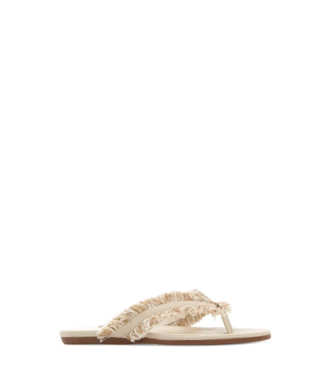 JIMMY CHOO Бежевые текстильные шлепанцы, фото 2