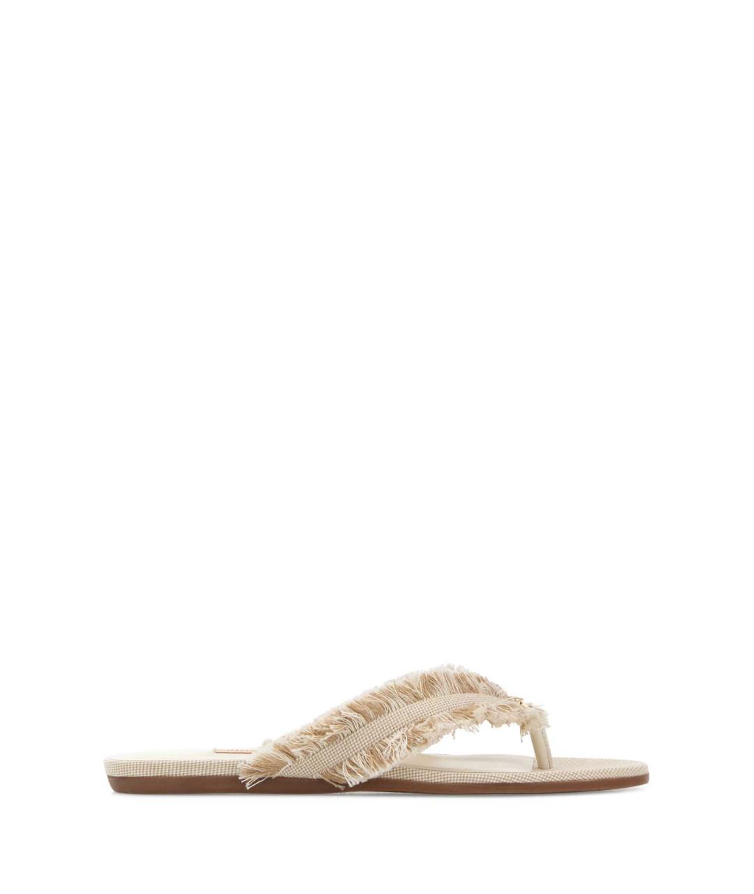 JIMMY CHOO Бежевые текстильные шлепанцы, фото 1