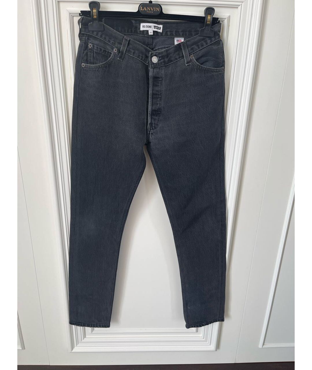 RE/DONE Черные хлопковые прямые джинсы, фото 7