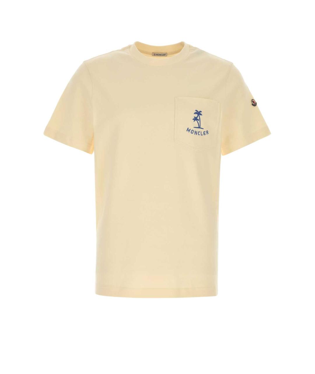 MONCLER Желтая хлопковая футболка, фото 3