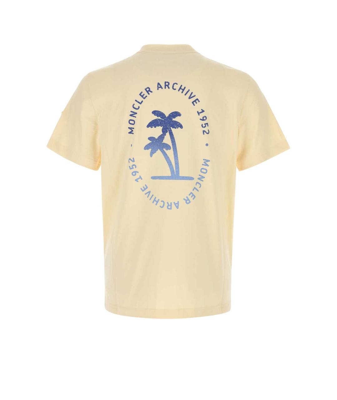 MONCLER Желтая хлопковая футболка, фото 2