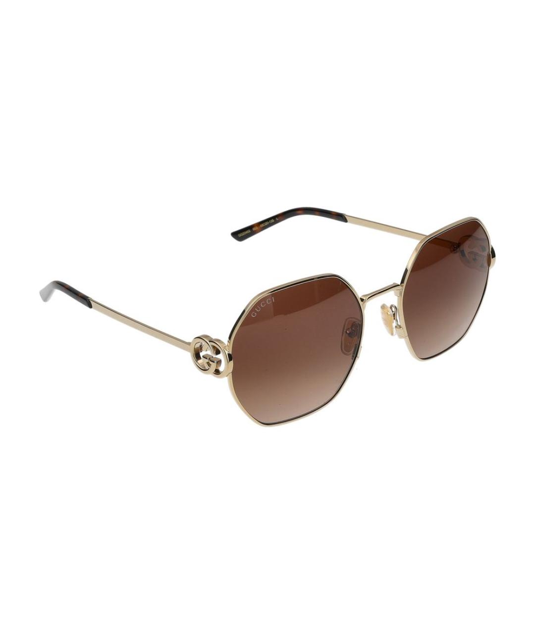 GUCCI Золотые металлические солнцезащитные очки, фото 4