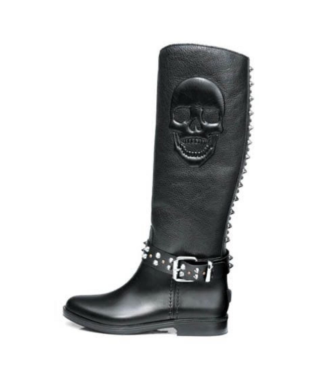 PATEK PHILIPPE Черные кожаные сапоги, фото 6