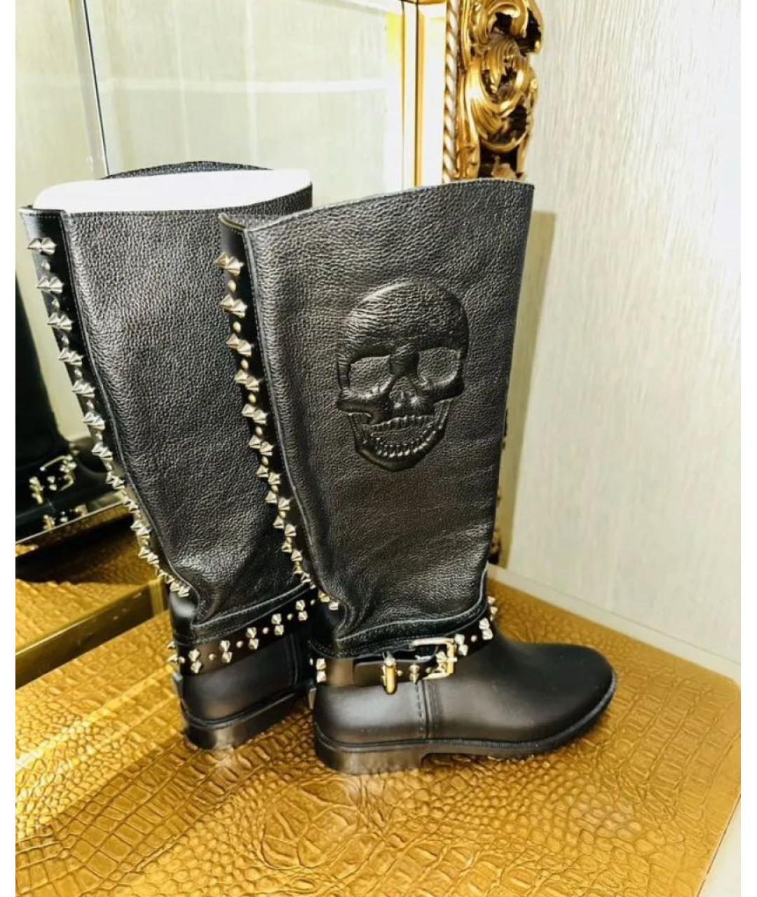 PATEK PHILIPPE Черные кожаные сапоги, фото 3