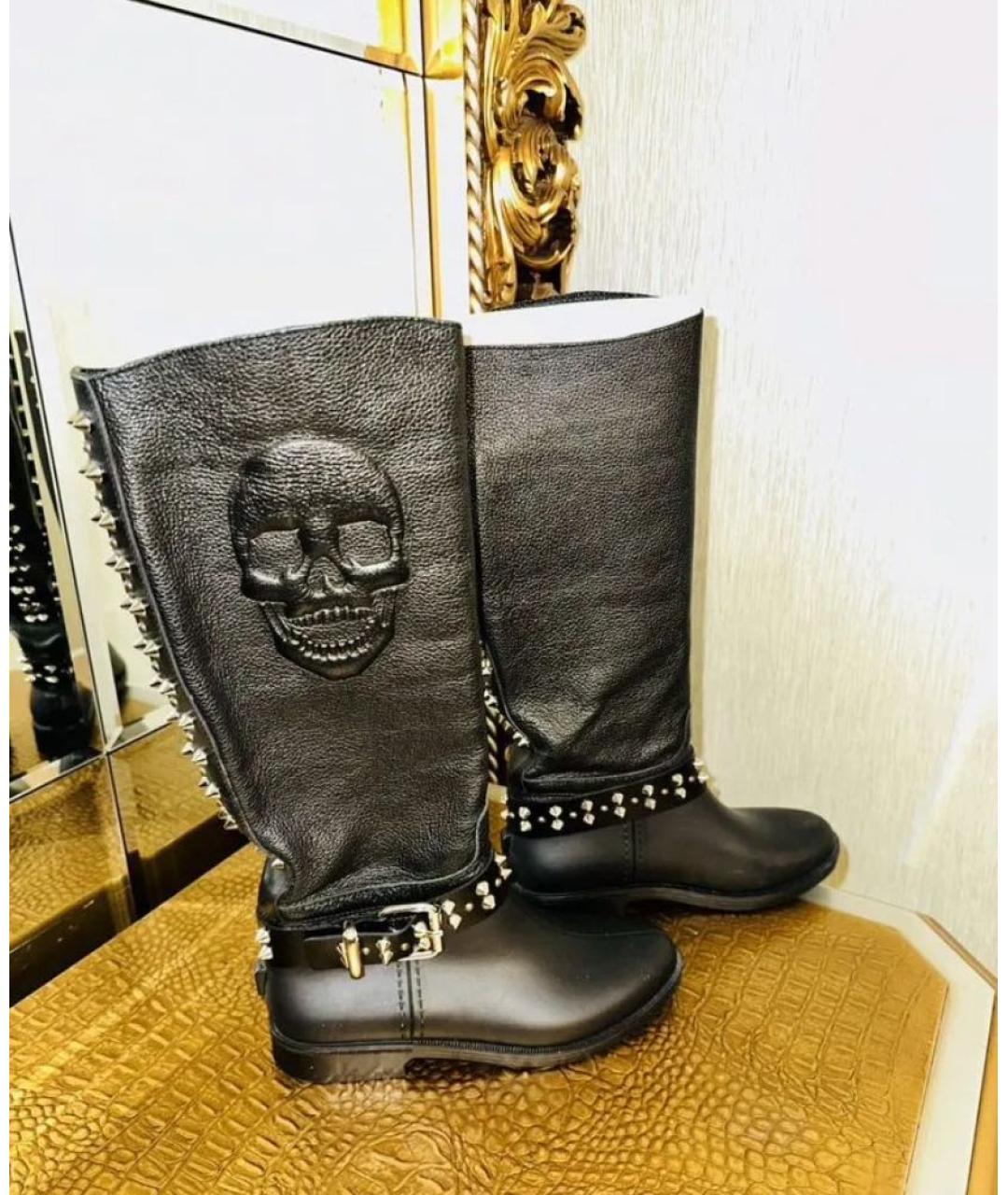 PATEK PHILIPPE Черные кожаные сапоги, фото 2