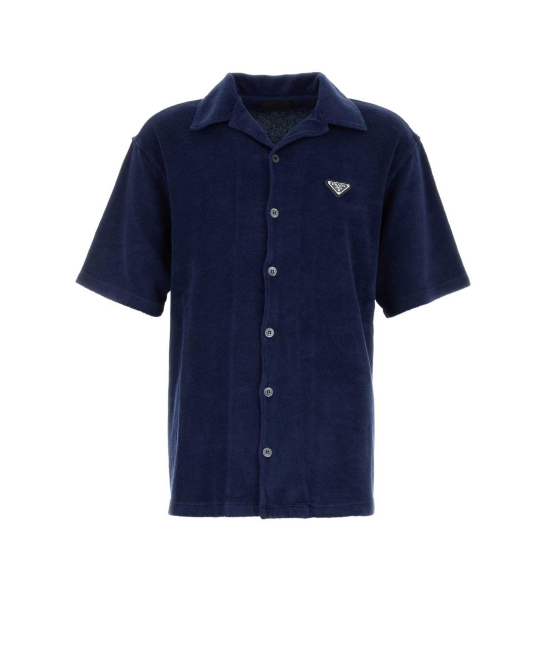 PRADA Синее хлопковое поло с коротким рукавом, фото 1
