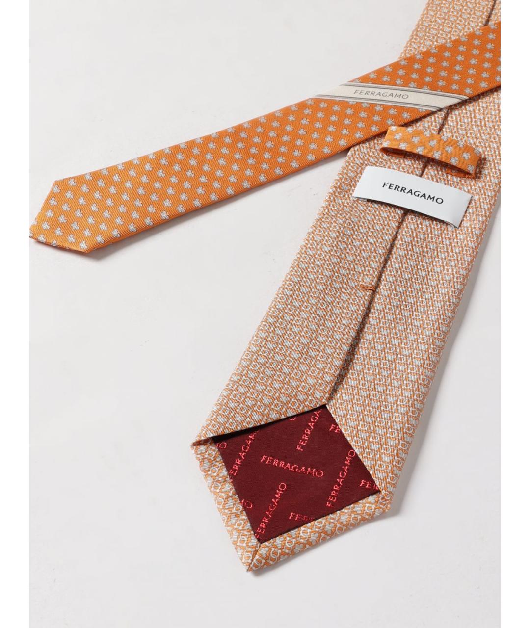 FERRAGAMO Оранжевый шелковый галстук, фото 2