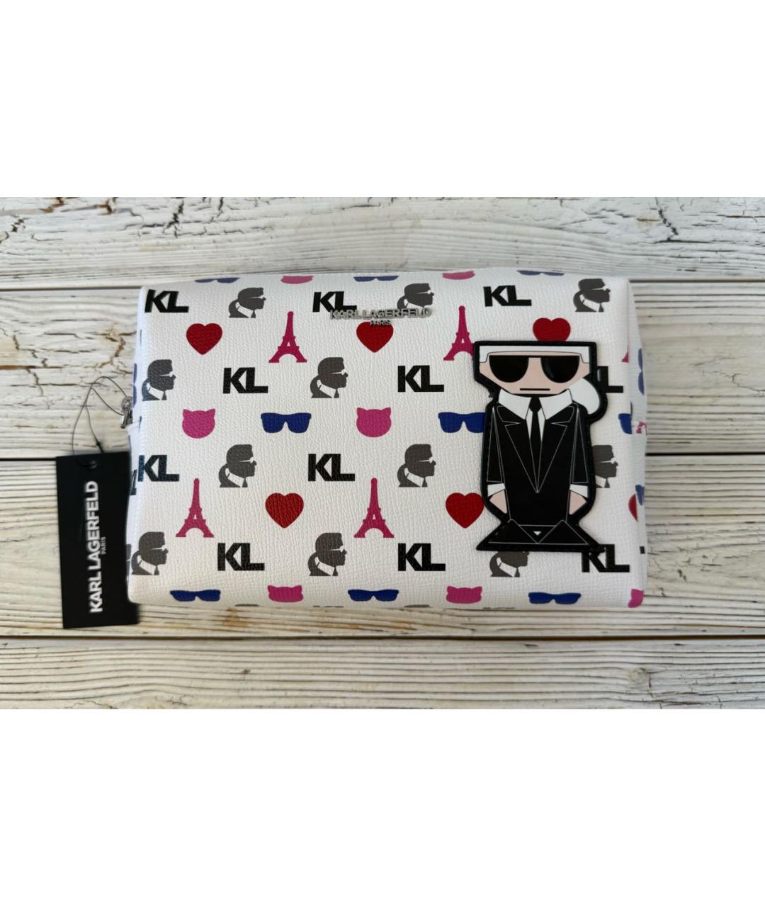 KARL LAGERFELD Белая косметичка из искусственной кожи, фото 2