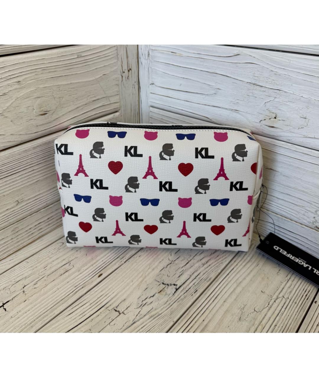KARL LAGERFELD Белая косметичка из искусственной кожи, фото 4