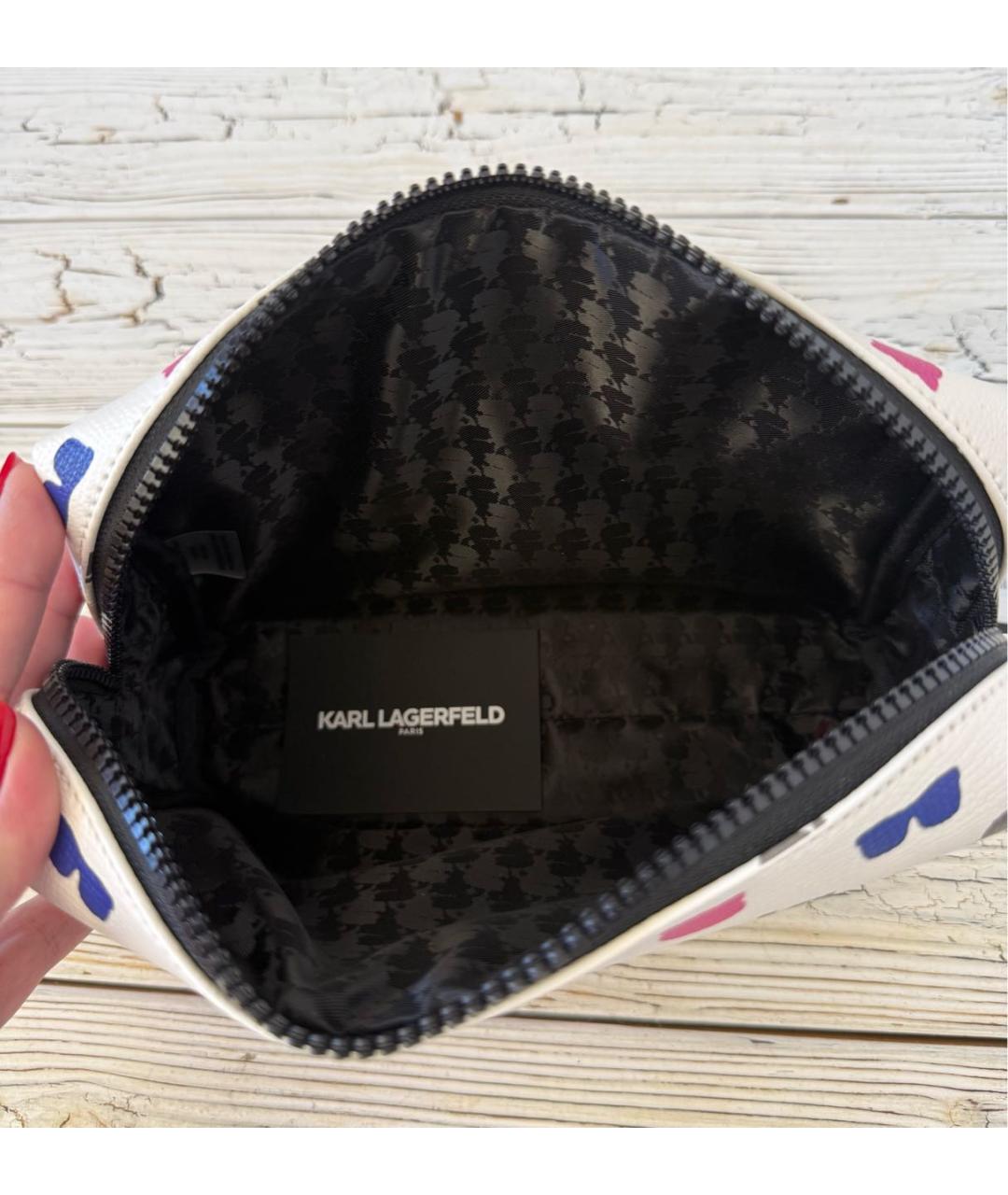 KARL LAGERFELD Белая косметичка из искусственной кожи, фото 7