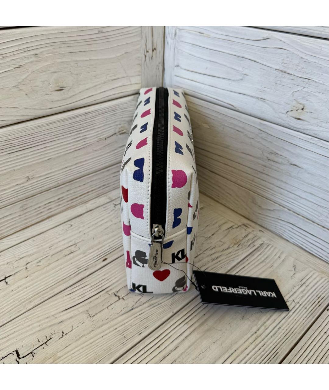 KARL LAGERFELD Белая косметичка из искусственной кожи, фото 3