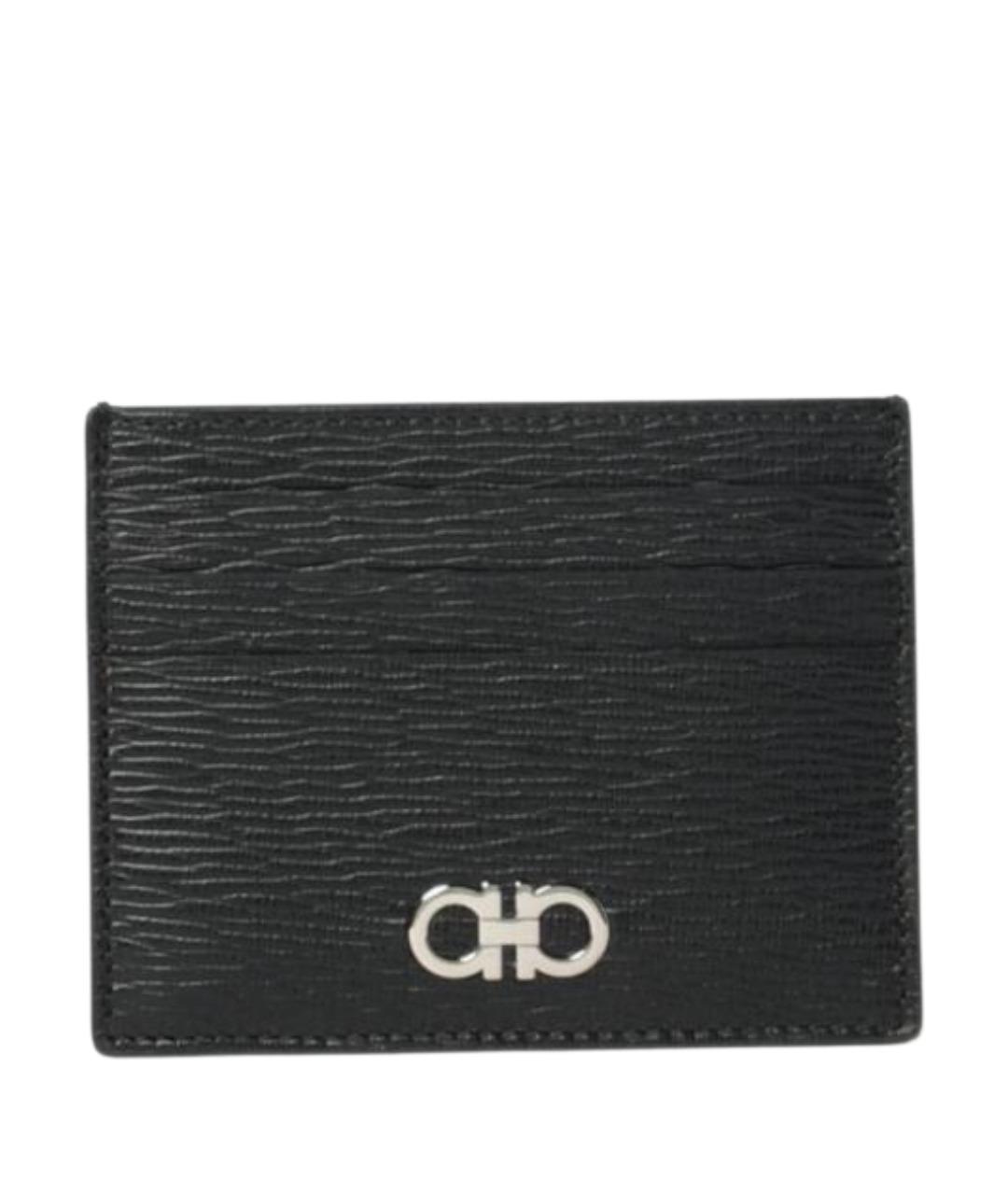FERRAGAMO Черный кожаный кардхолдер, фото 1
