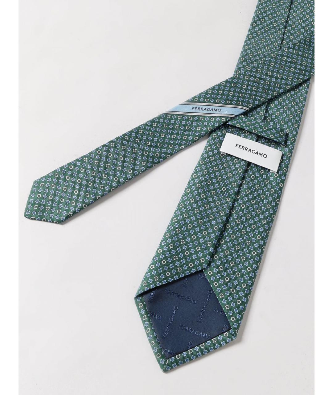 FERRAGAMO Салатовый шелковый галстук, фото 2