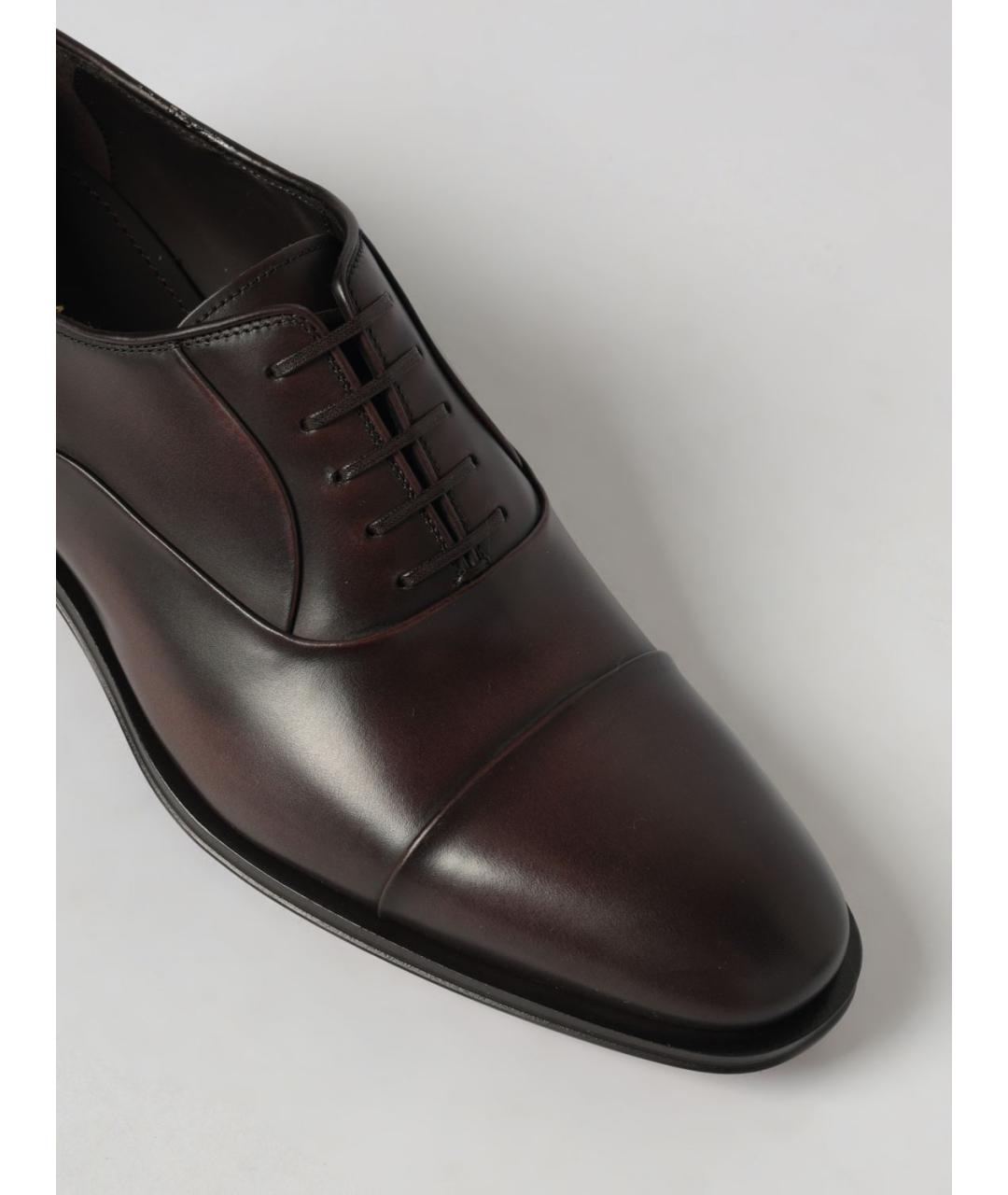 FERRAGAMO Коричневые кожаные низкие ботинки, фото 4