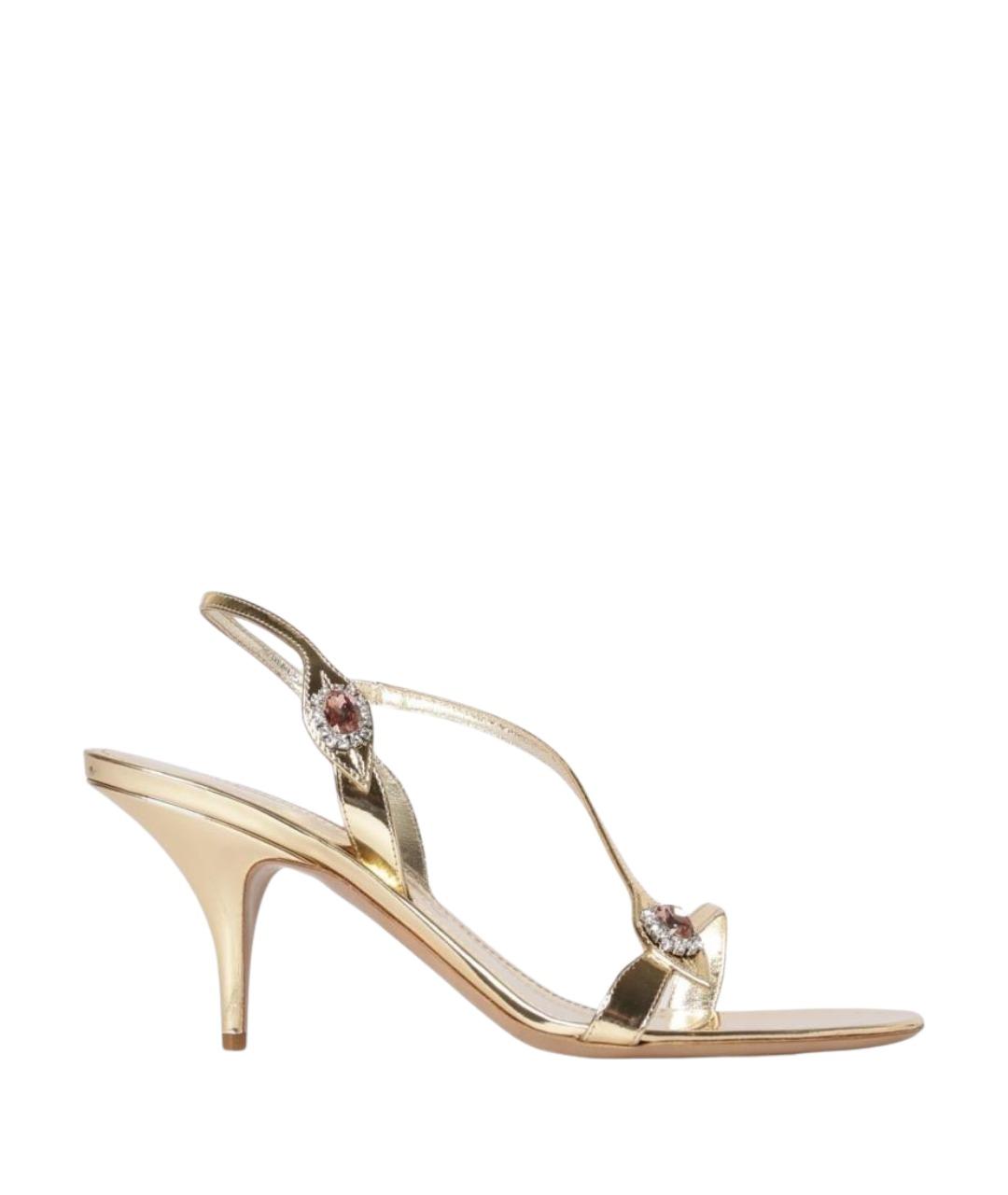 FERRAGAMO Золотые кожаные босоножки, фото 1