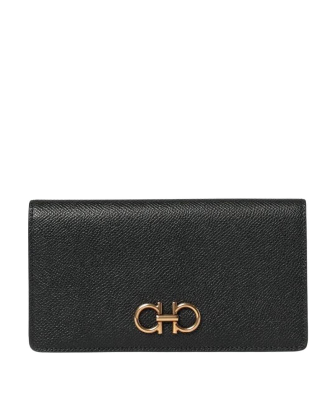 FERRAGAMO Черный кожаный кошелек, фото 1