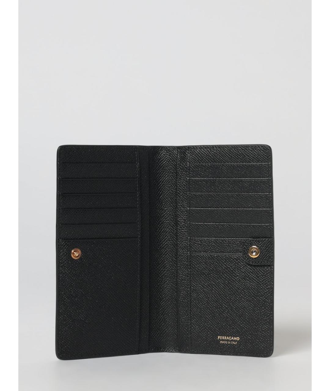 FERRAGAMO Черный кожаный кошелек, фото 2