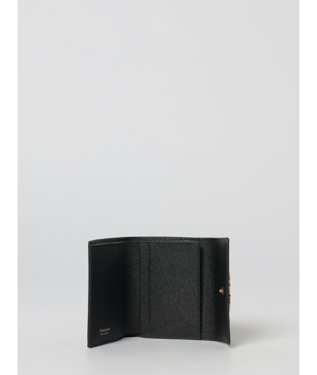 FERRAGAMO Черный кожаный кошелек, фото 2