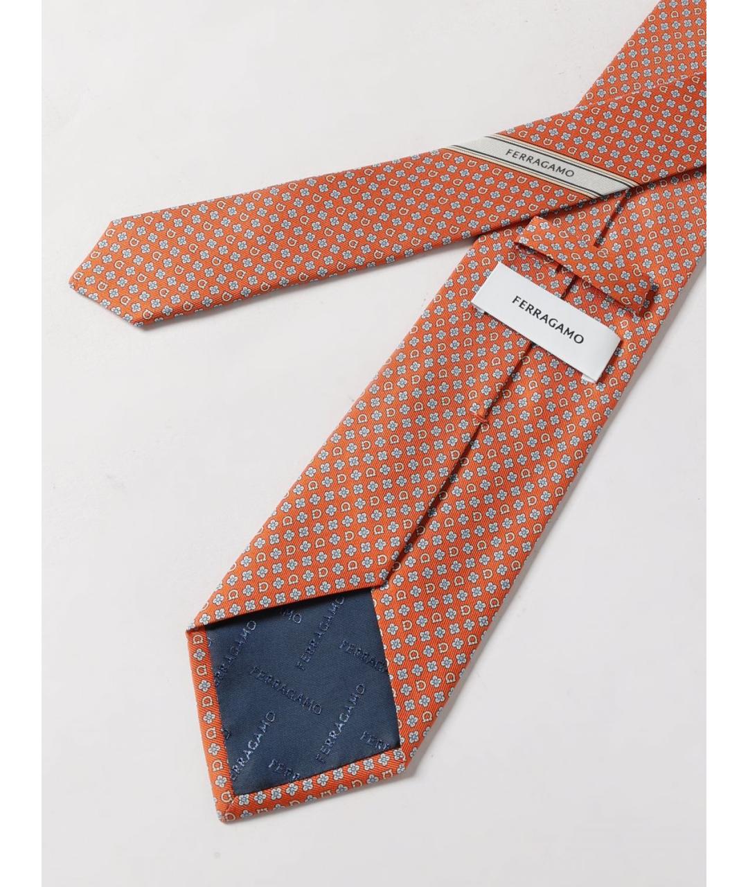 FERRAGAMO Оранжевый шелковый галстук, фото 2