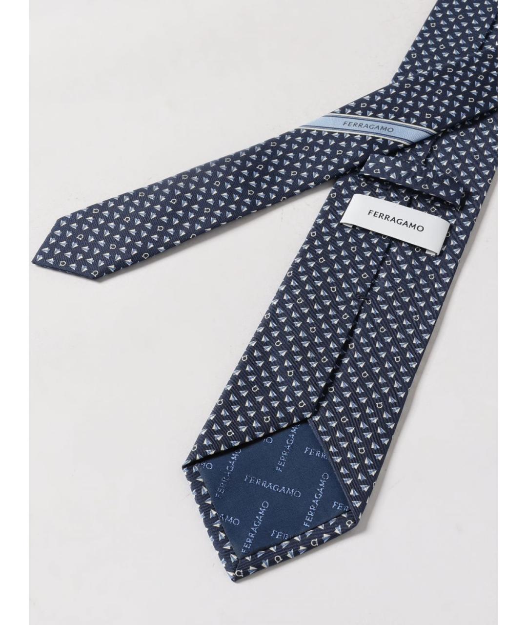 FERRAGAMO Синий шелковый галстук, фото 2