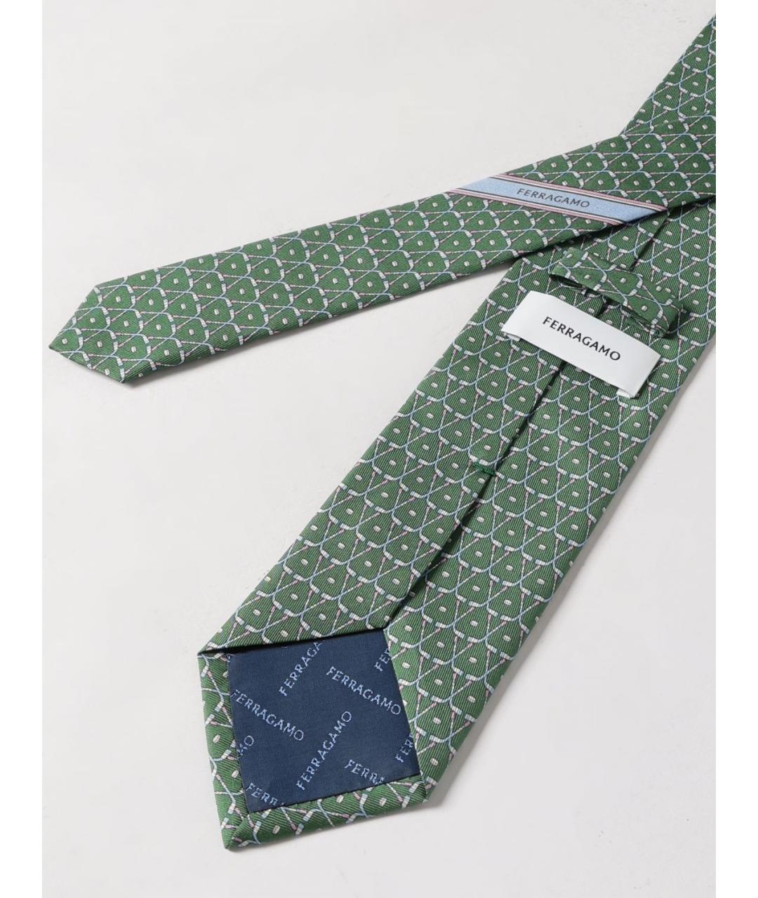 FERRAGAMO Зеленый шелковый галстук, фото 2