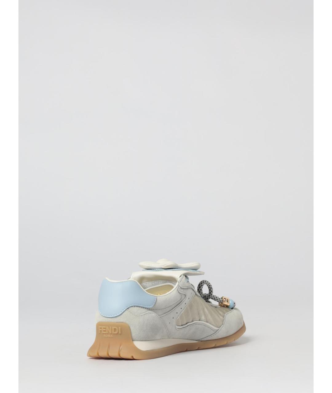 FENDI Серые кожаные кроссовки, фото 3