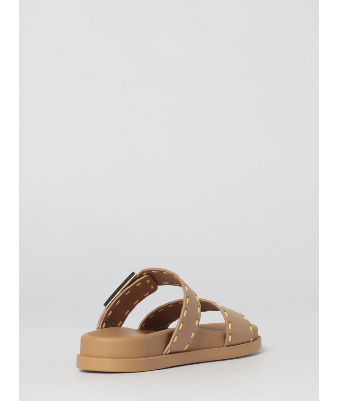 FENDI Бежевые кожаные сандалии, фото 3