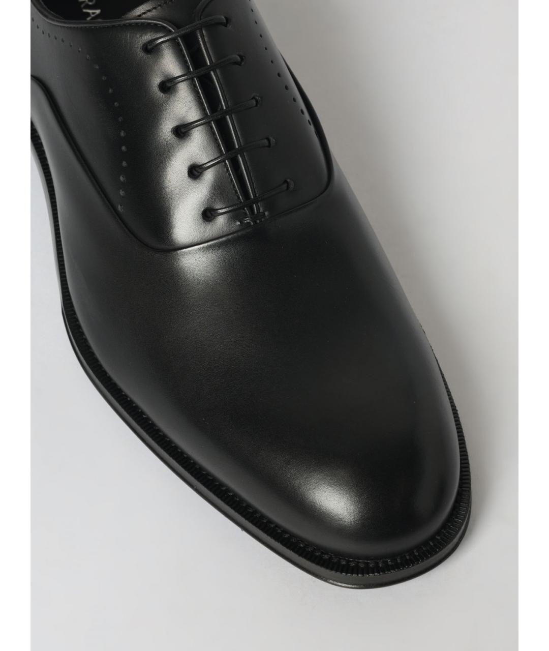 FERRAGAMO Черные кожаные низкие ботинки, фото 4