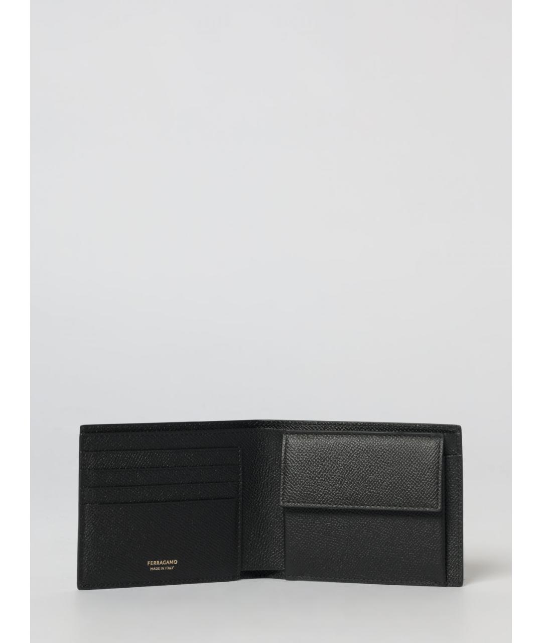 FERRAGAMO Черный кожаный кошелек, фото 2