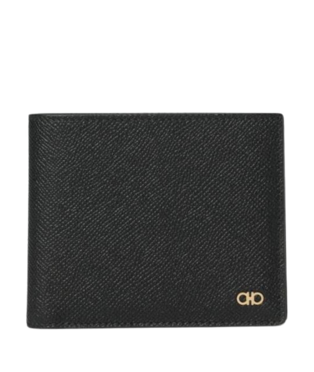 FERRAGAMO Черный кожаный кошелек, фото 1