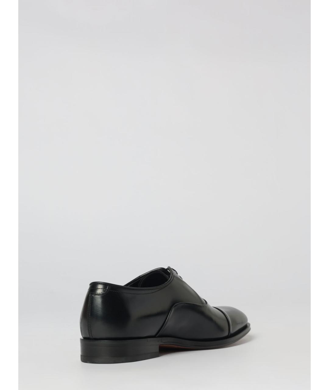 FERRAGAMO Черные кожаные низкие ботинки, фото 3