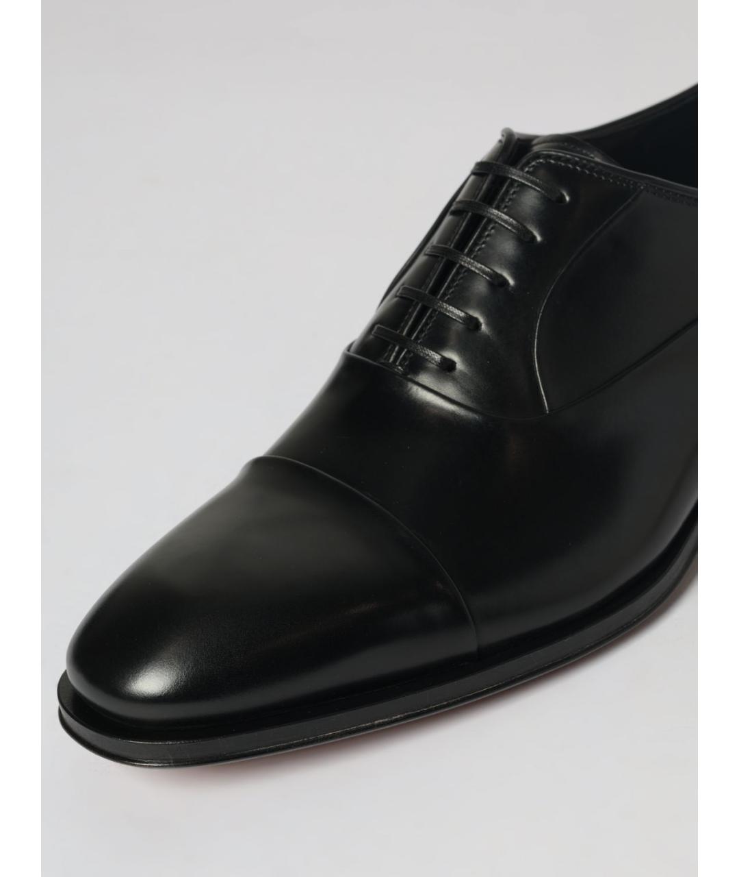 FERRAGAMO Черные кожаные низкие ботинки, фото 4