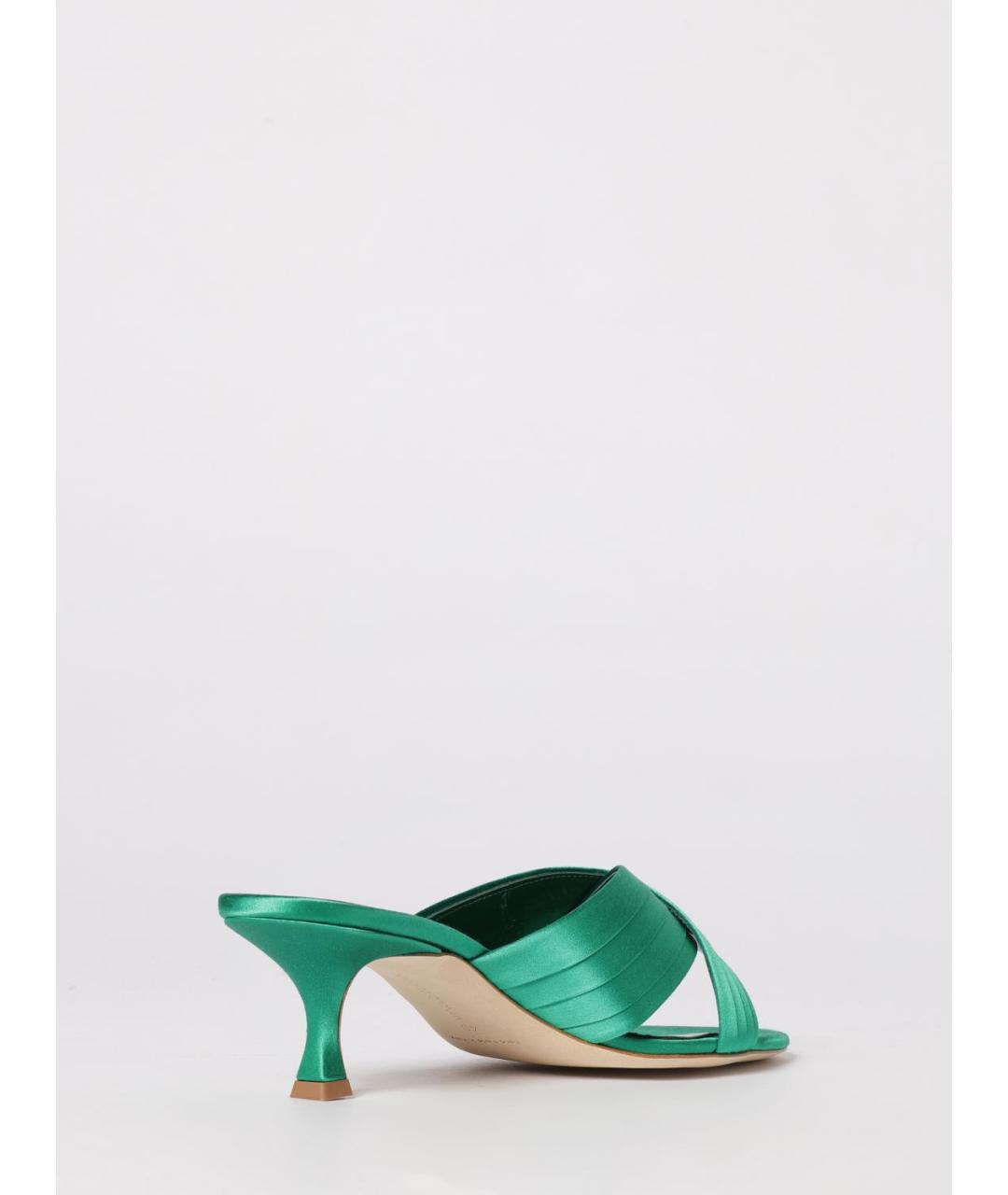 MANOLO BLAHNIK Зеленые текстильные мюли, фото 3