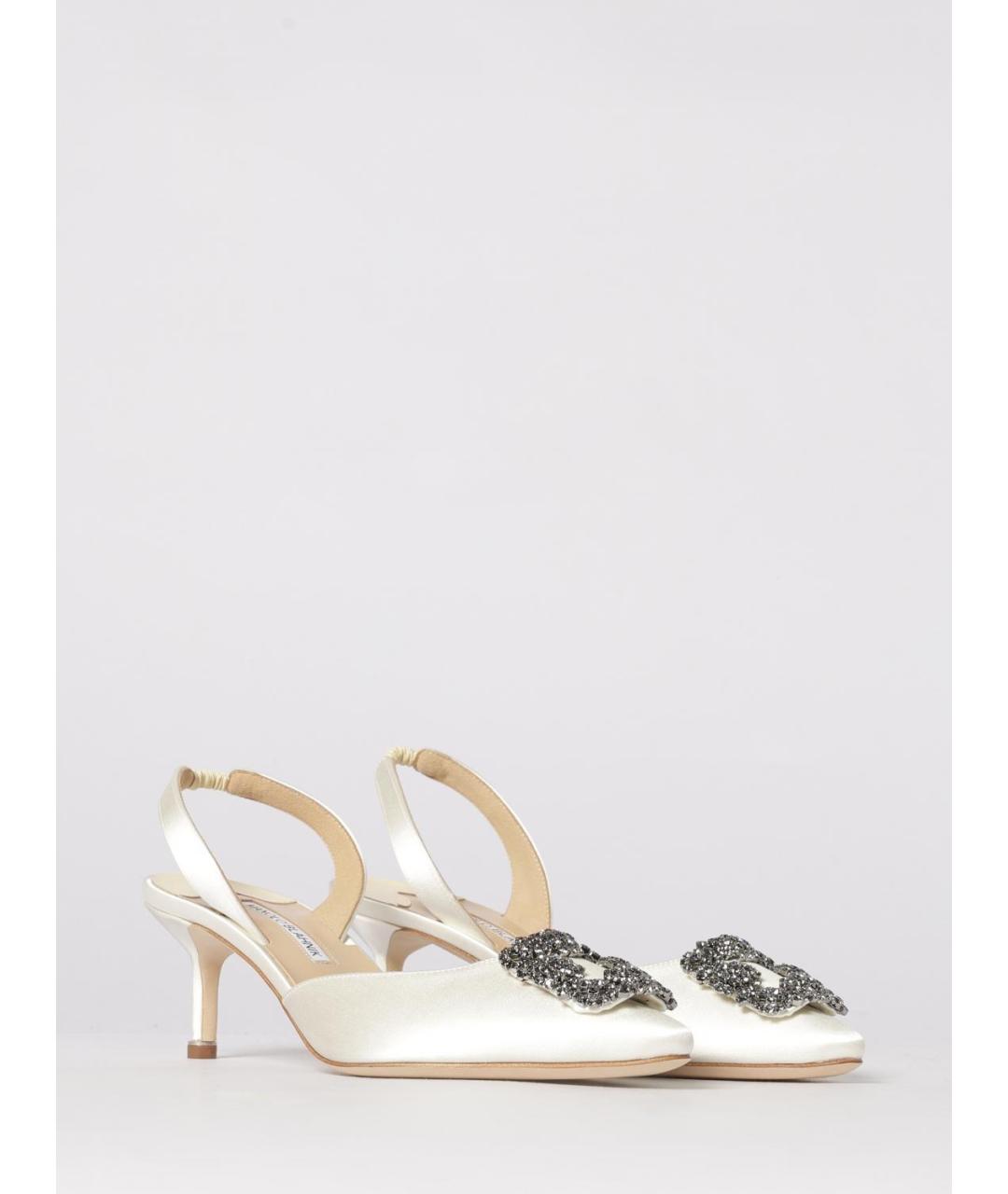 MANOLO BLAHNIK Бежевые текстильные туфли, фото 2