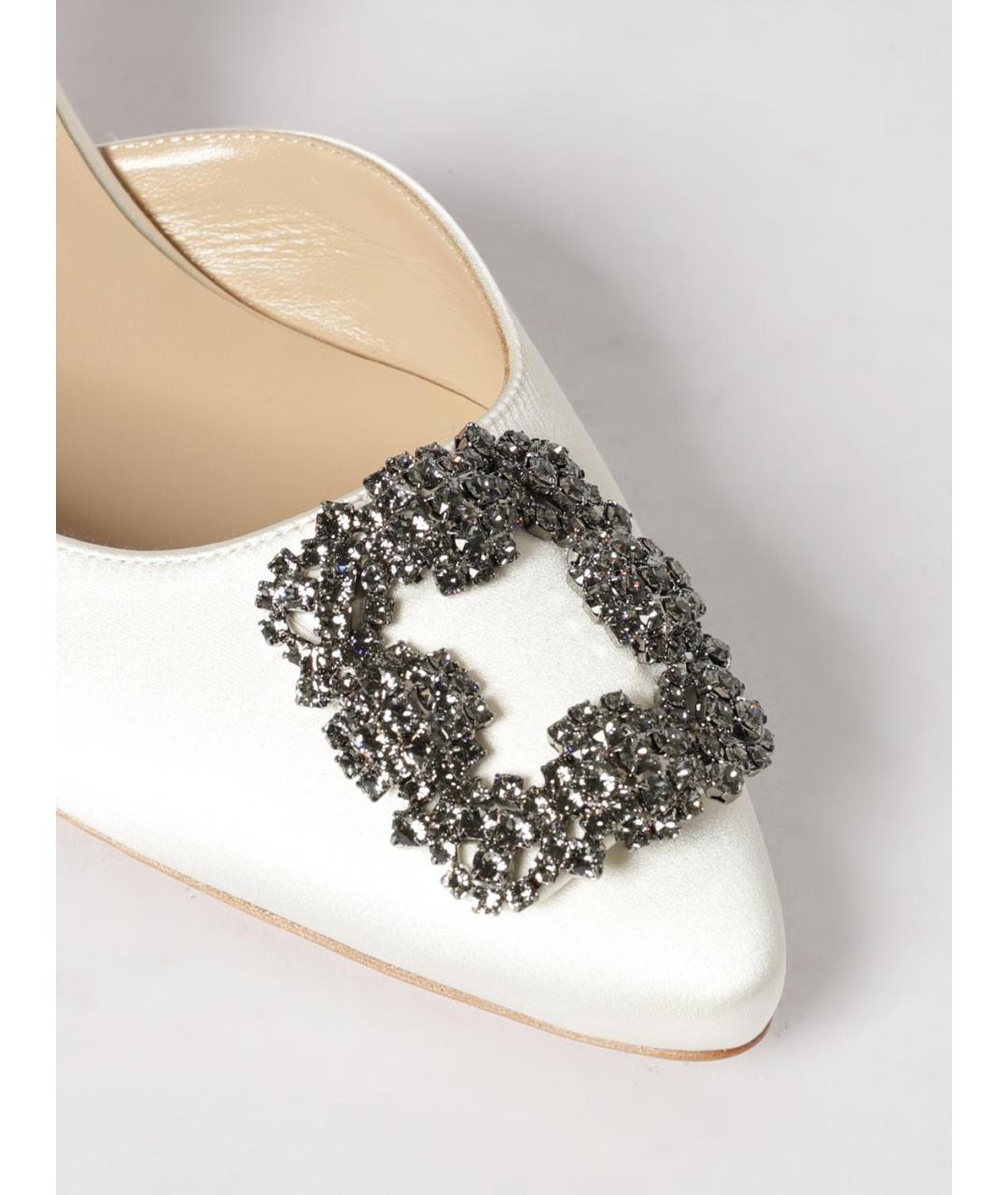 MANOLO BLAHNIK Бежевые текстильные туфли, фото 4