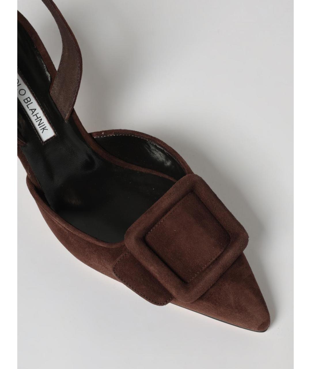 MANOLO BLAHNIK Коричневые замшевые туфли, фото 4