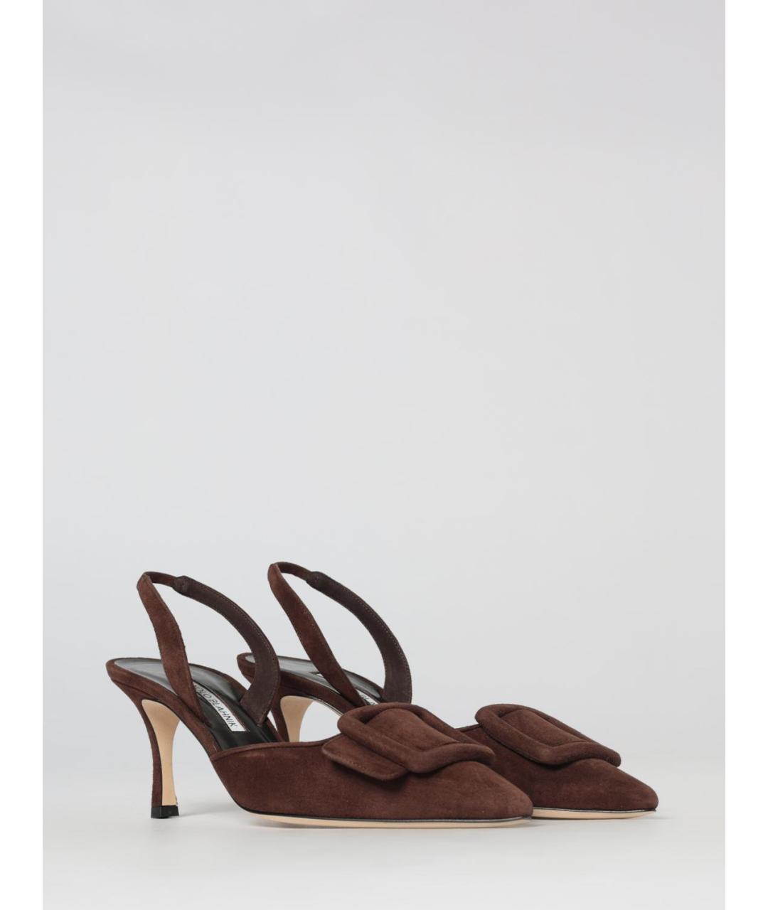 MANOLO BLAHNIK Коричневые замшевые туфли, фото 2