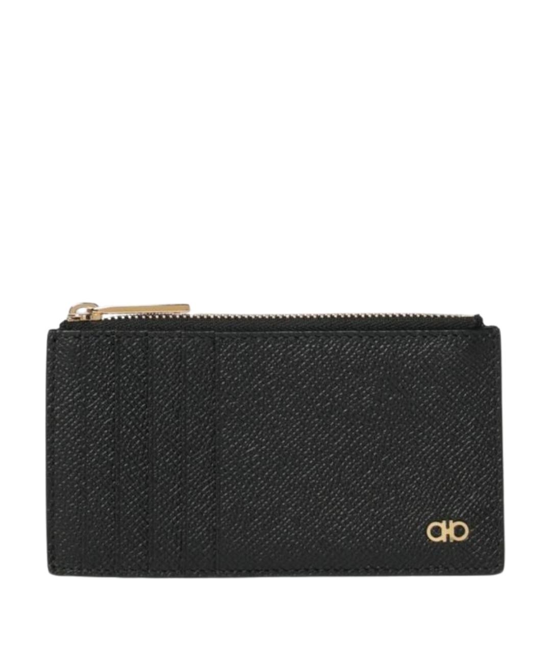 FERRAGAMO Черный кожаный кошелек, фото 1