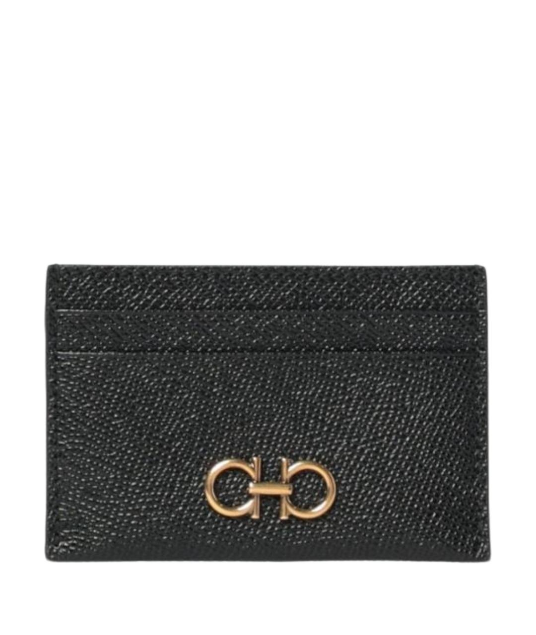 FERRAGAMO Черный кожаный кардхолдер, фото 1