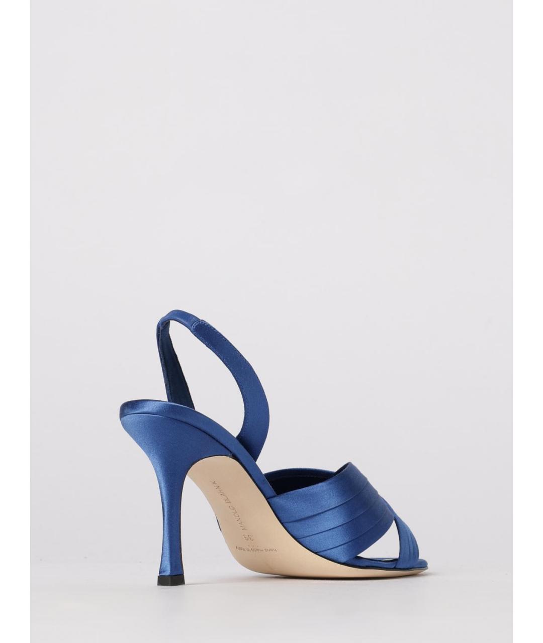 MANOLO BLAHNIK Синие текстильные босоножки, фото 3