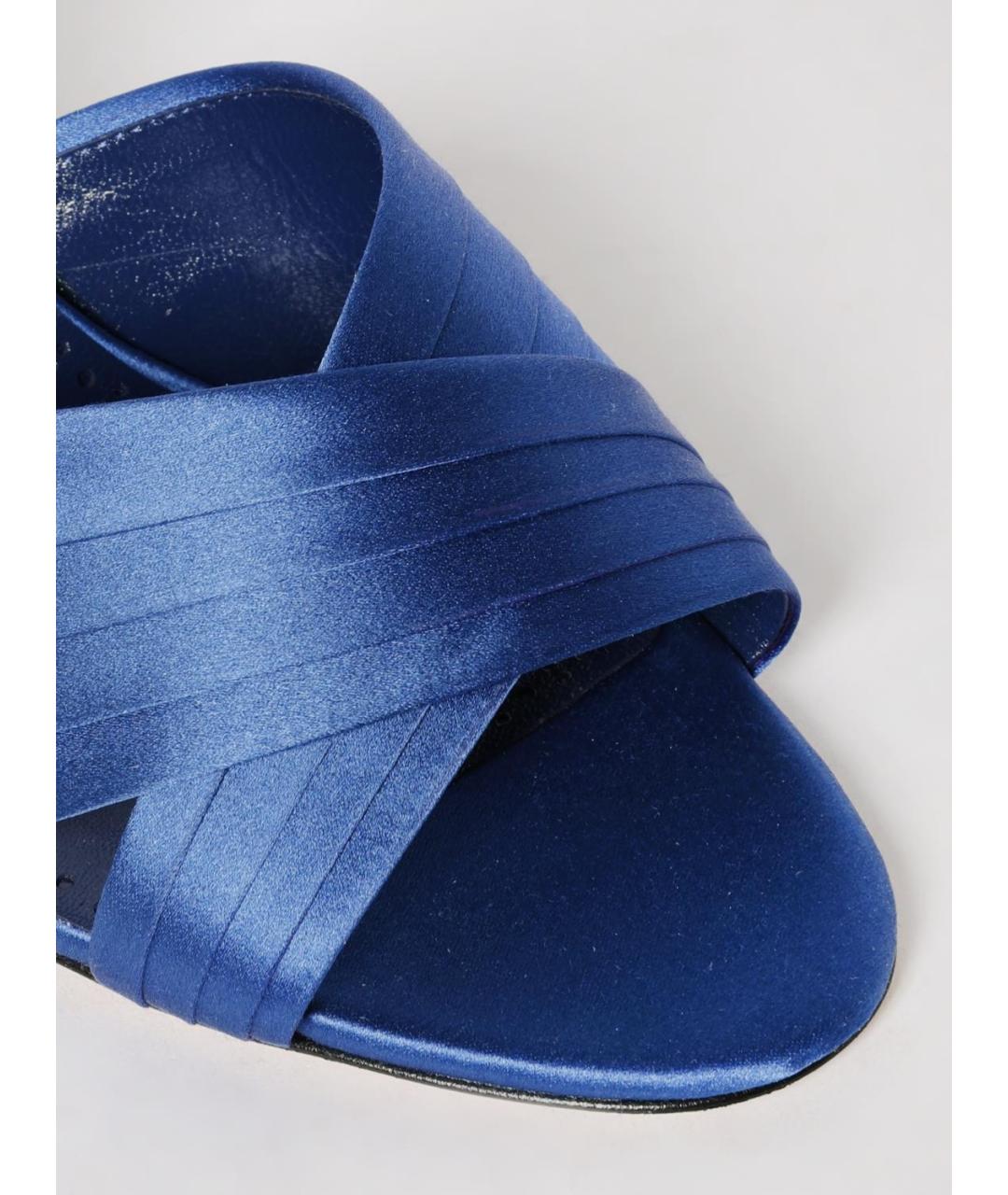 MANOLO BLAHNIK Синие текстильные босоножки, фото 4