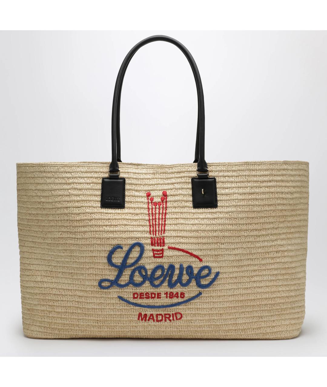 LOEWE Бежевая пелетеная сумка тоут, фото 1