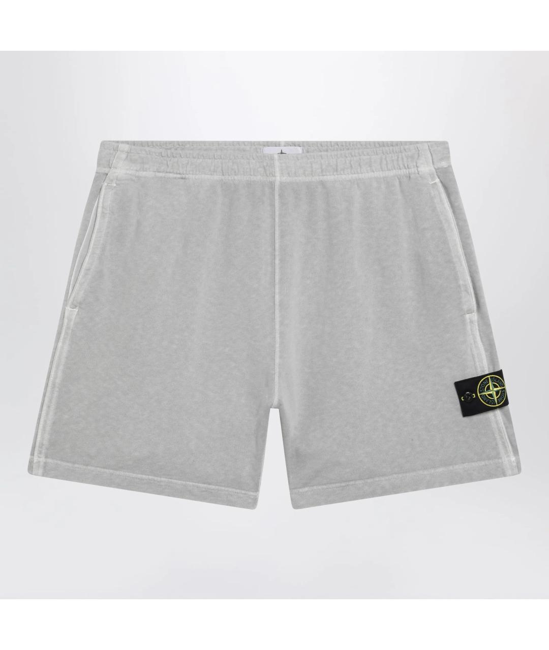 STONE ISLAND Серые хлопковые шорты, фото 3