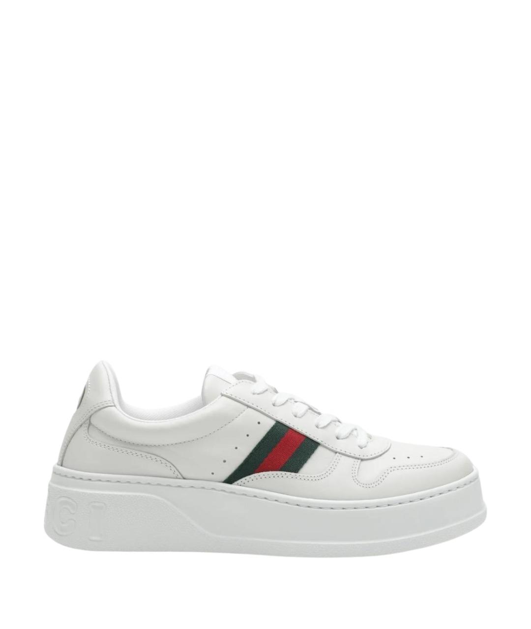 GUCCI Белые кожаные кроссовки, фото 1