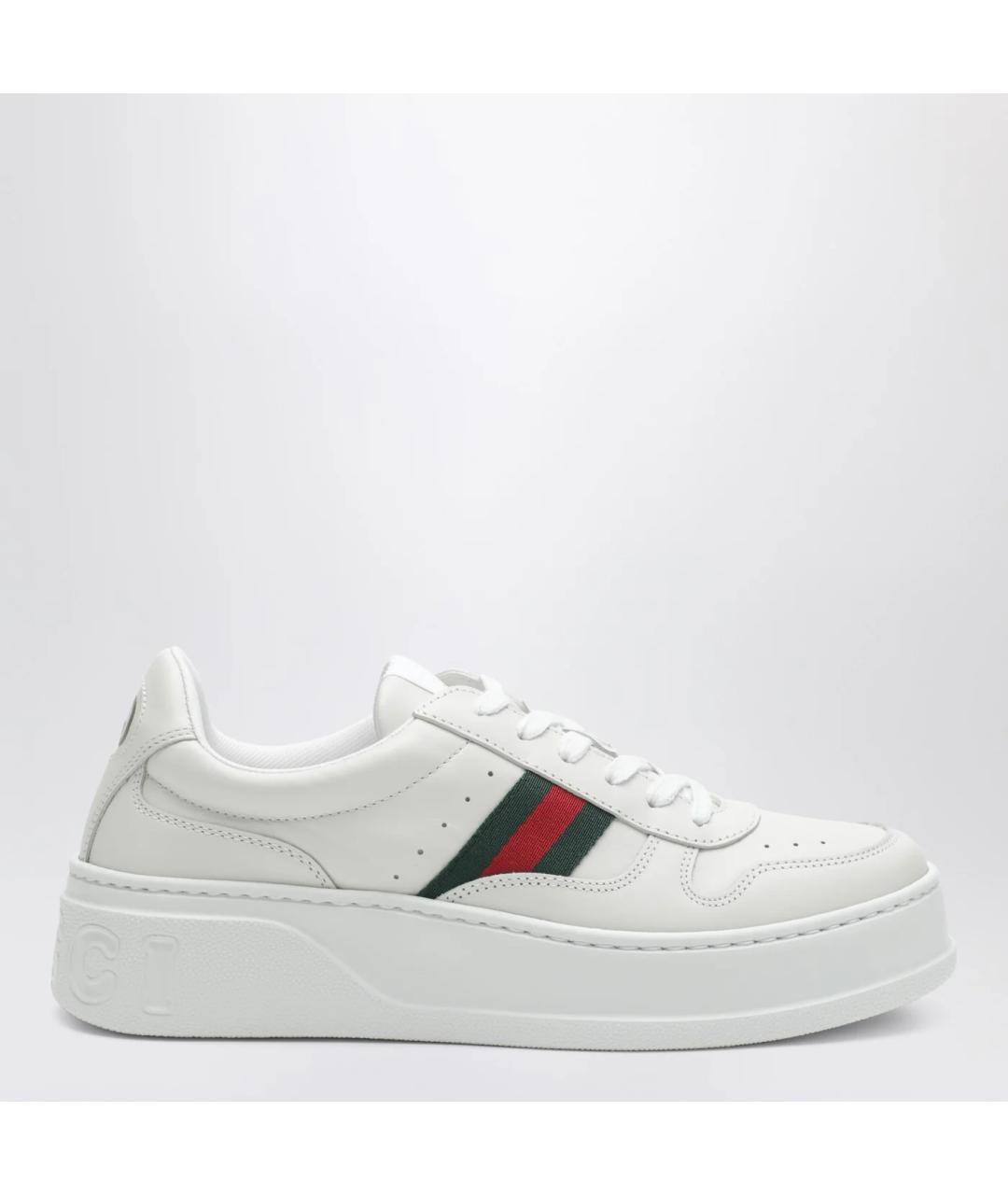 GUCCI Белые кожаные кроссовки, фото 3