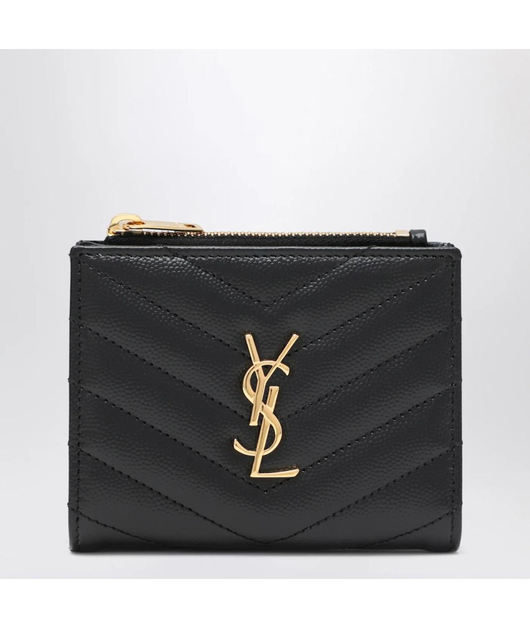 SAINT LAURENT Черный кожаный кошелек, фото 3