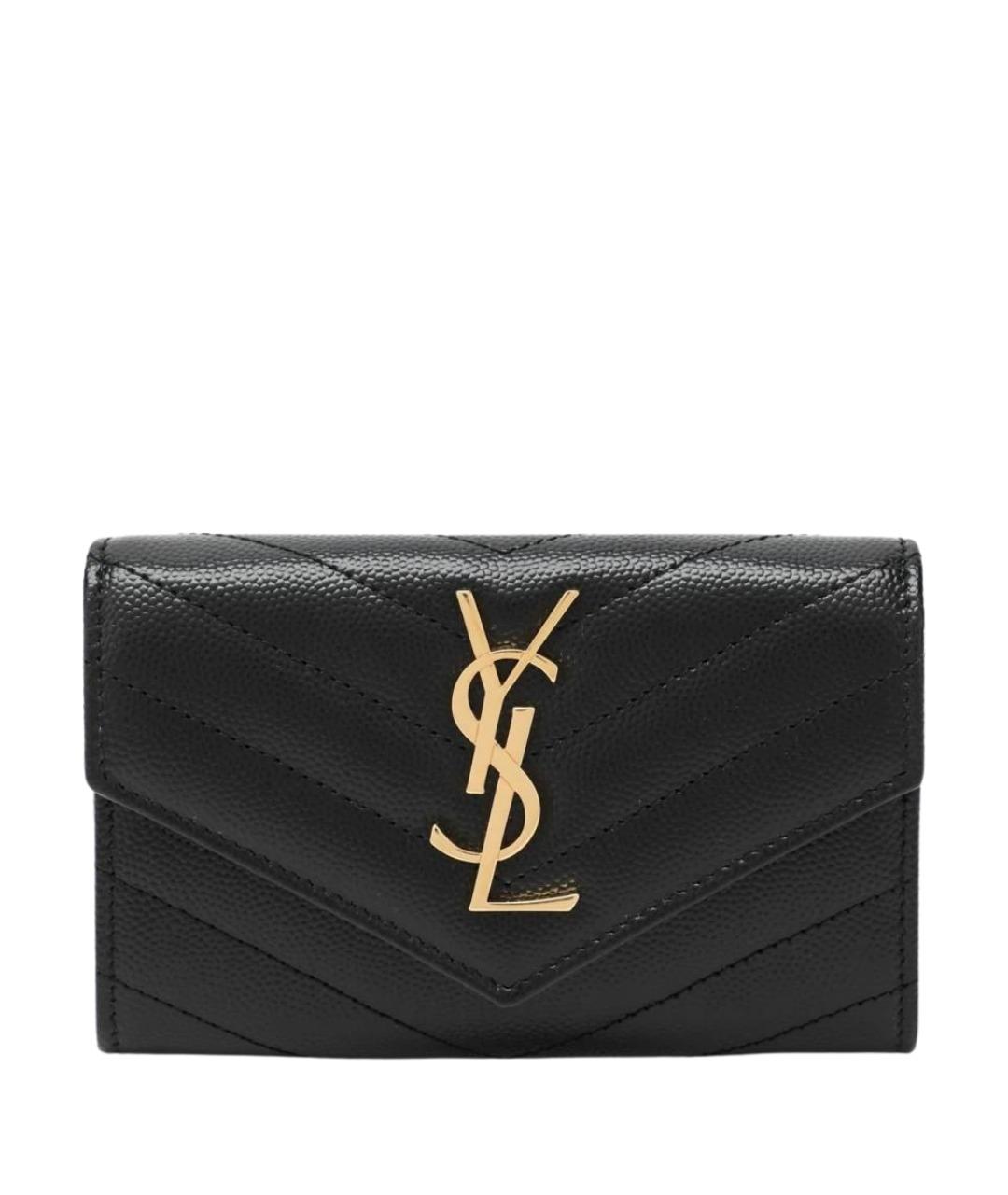 SAINT LAURENT Черный кожаный кошелек, фото 1