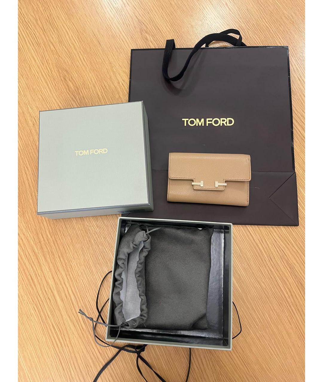 TOM FORD Бежевый кожаный кошелек, фото 2
