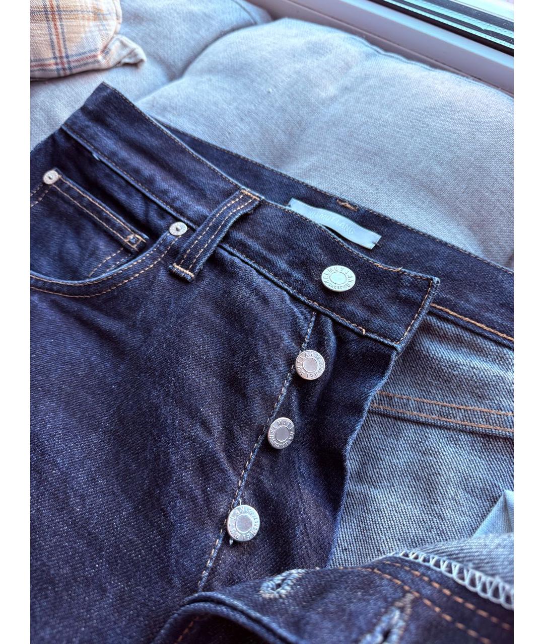 HELMUT LANG Темно-синие хлопковые прямые джинсы, фото 4
