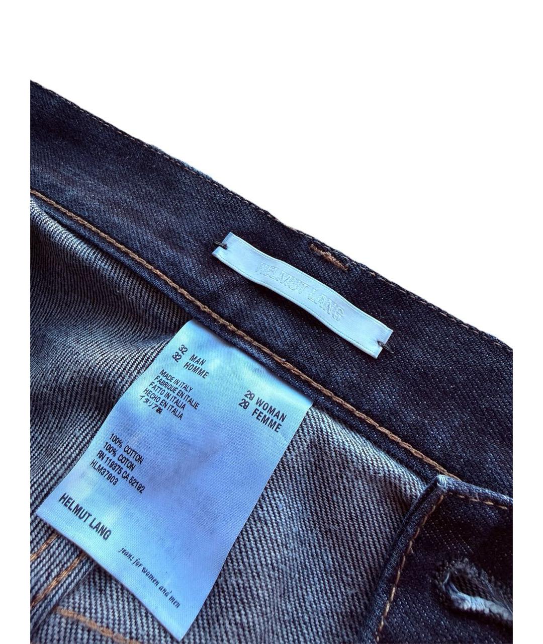 HELMUT LANG Темно-синие хлопковые прямые джинсы, фото 3